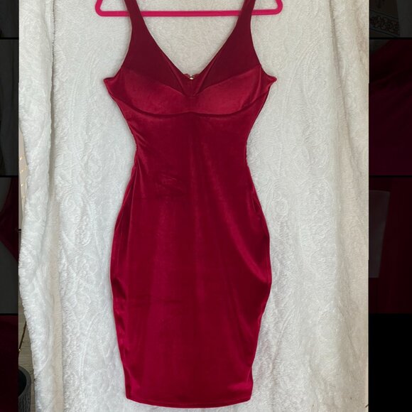 M Pinup Girl Yahaira Shapewear Faja Red Velvet Bodycon Compression Pencil Dress - Picture 1 of 8